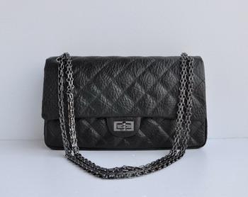 7A Fake Chanel 2.55 Flap Bag 30226 elephantskin black with silver-grey